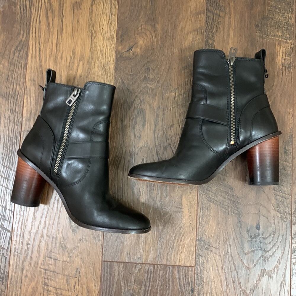 COACH Biker Moto Heel Black Bootie Boots - Picture 6 of 15